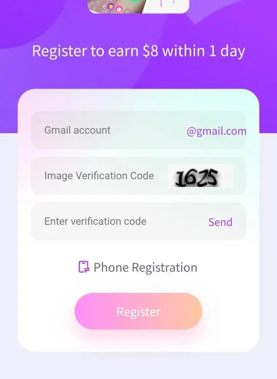 Upload Gmail Registration Screenshot
